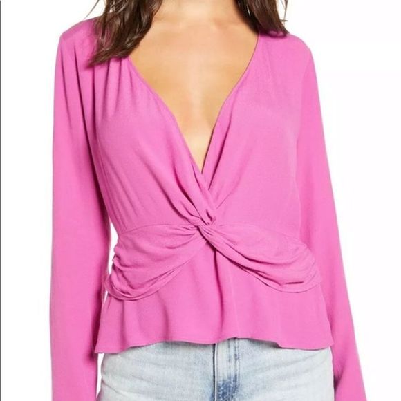 Leith Tops - NWT Leith Pink Surplice Long Sleeve Top Sz. M